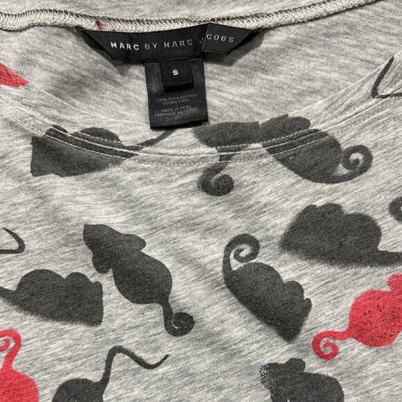 Marc by Marc Jacob Size Small 100% Pima Cotton Gray Mouse T-shirt - Picture 5 of 6